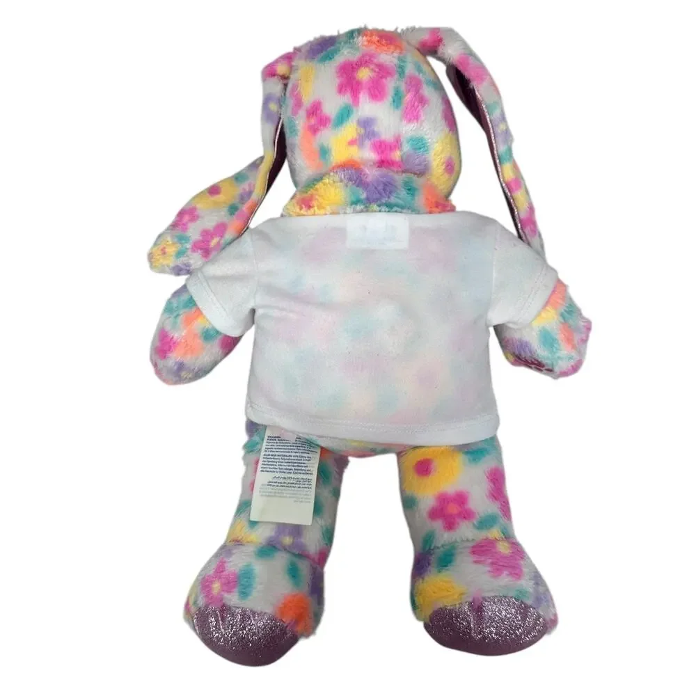 Build a Bear Floral Glitter Pawlette Bunny Rabbit Plush‎ Toy BAB Easter Shirt